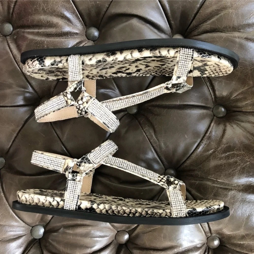 New Vince Camuto Arabelem Sandal Natural Snake leather crystal gem jeweled strap - Picture 6 of 14